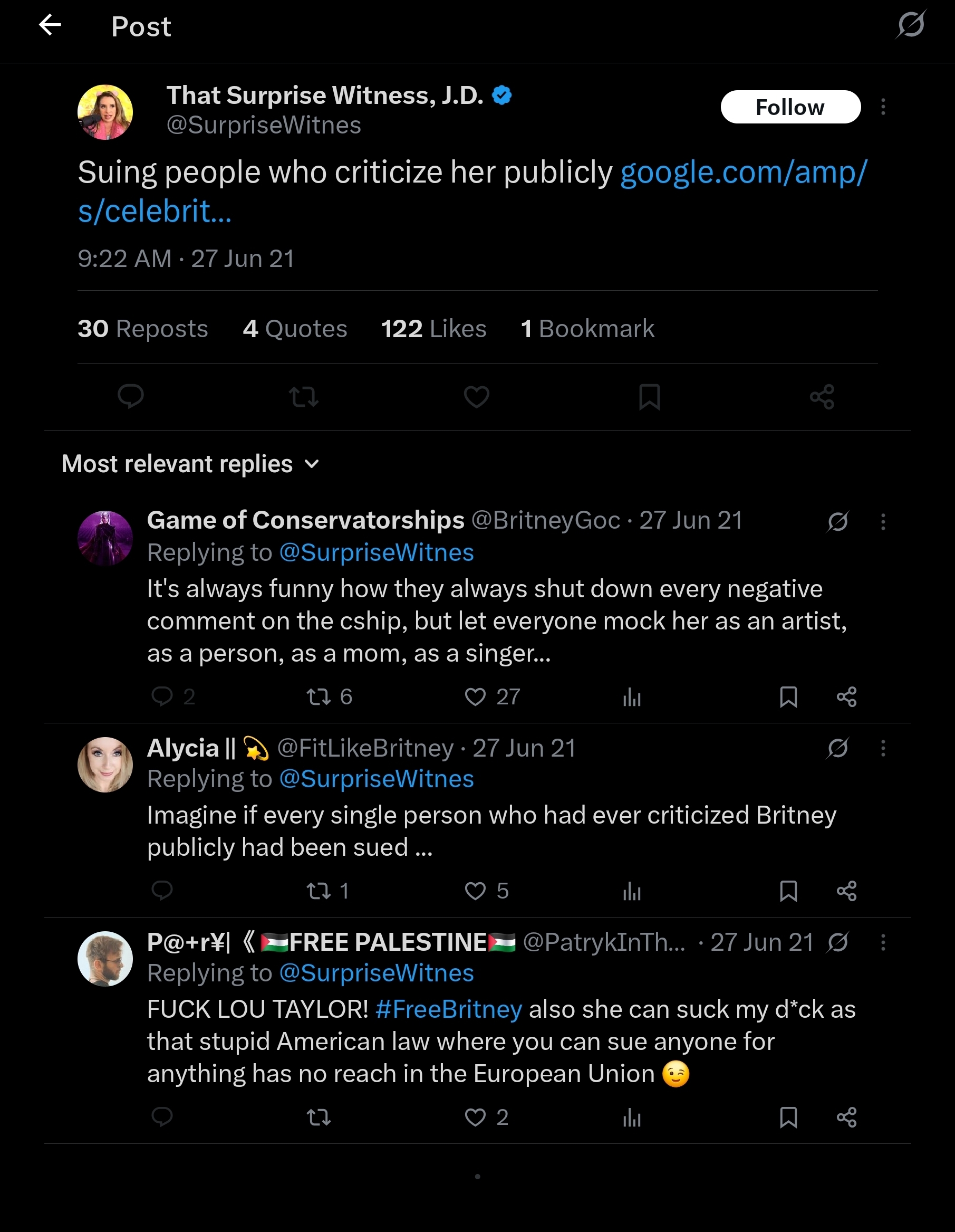 Screenshot of the tweet by Brittany Courville