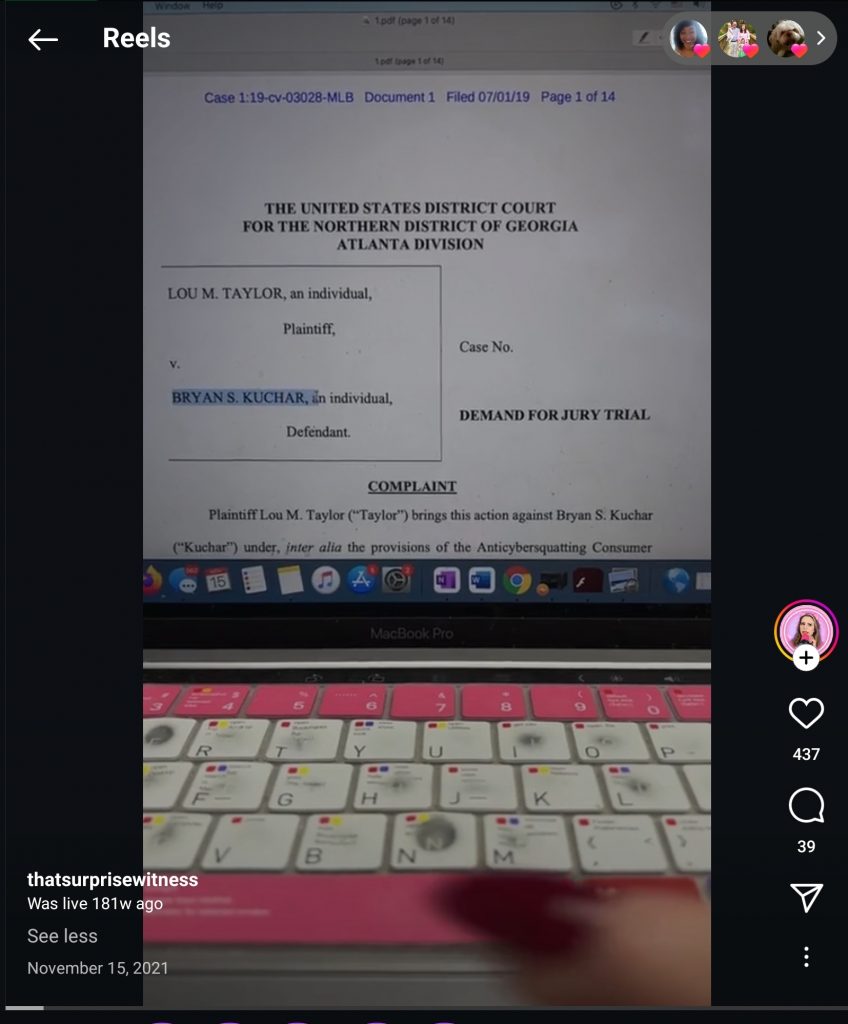 Screenshot of Instagram Live post